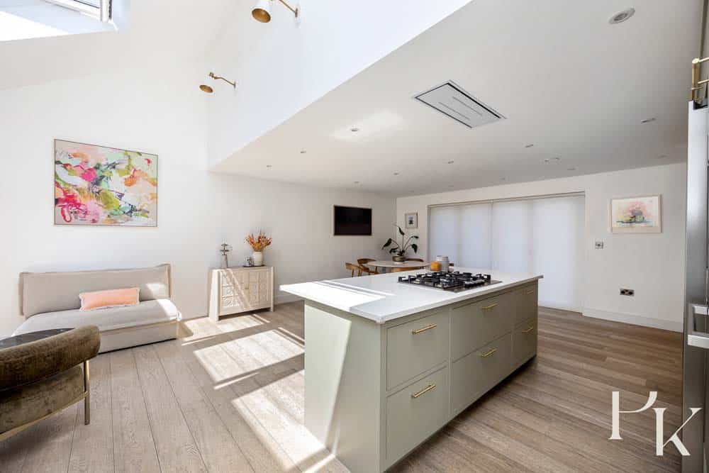 Harvey Jones kitchen repainted in French Gray by Farrow & Ball